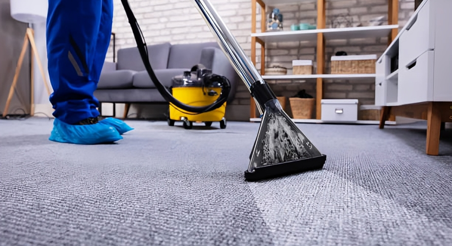 A Man Cleaning the Carpet